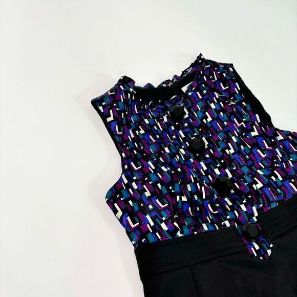 Shoshanna Dress Womens 4 Black Sleeveless A-Line Crew-Neck Mini Silk Formal - Picture 2 of 10